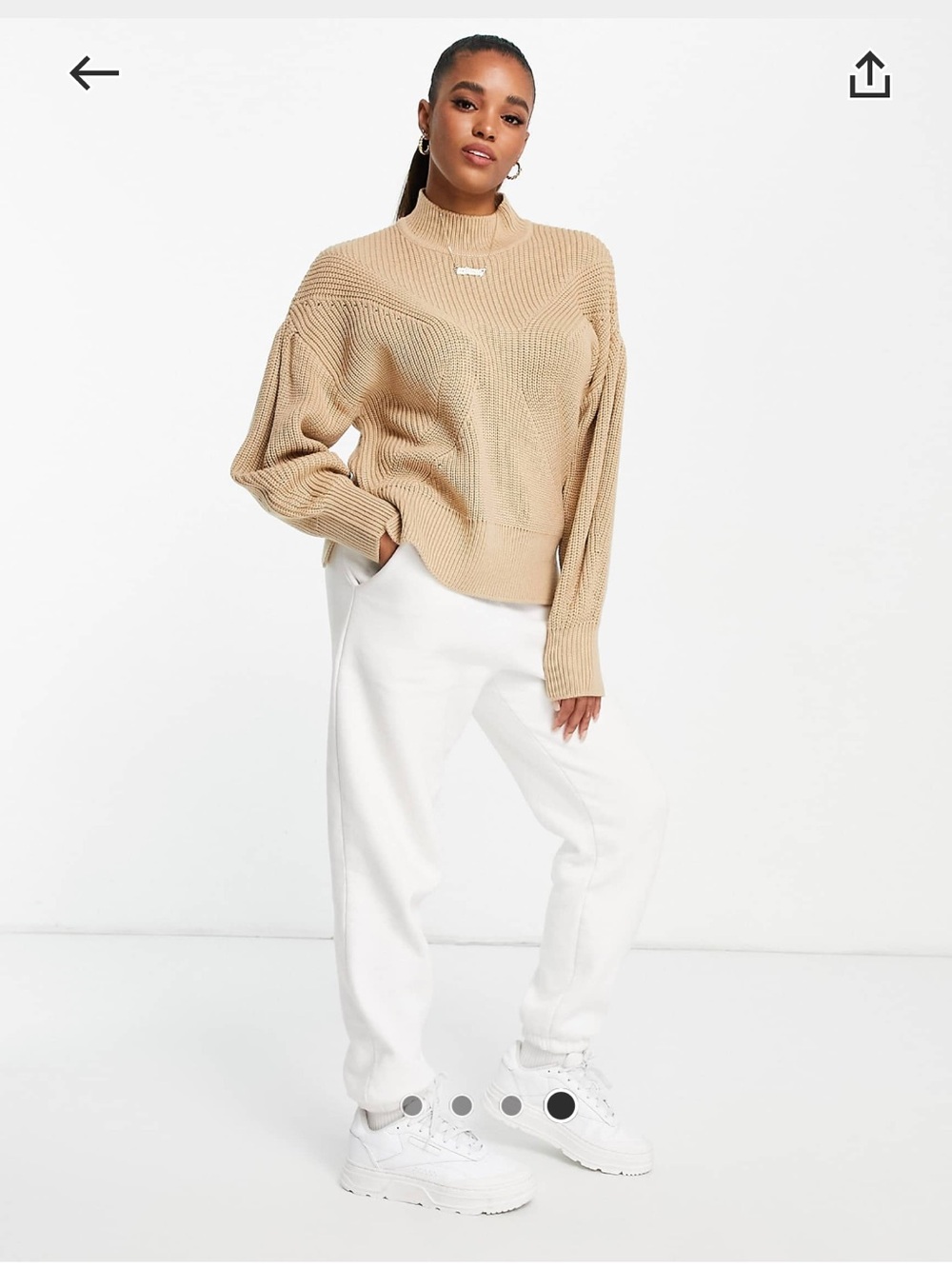 Miss Selfridge Camel Funnel Neck Split Hem Knit View 2